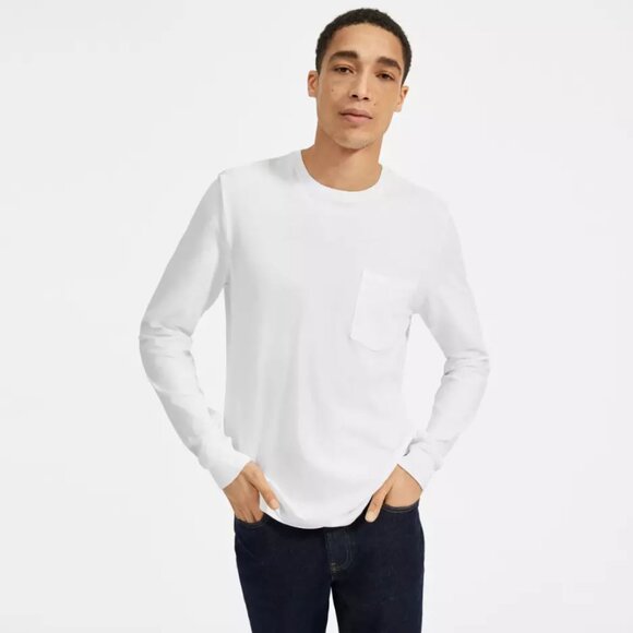 Everlane Other - Everlane Shirt Mens XS The Organic Cotton Long-Sleeve Crew White Pocket T Shirt